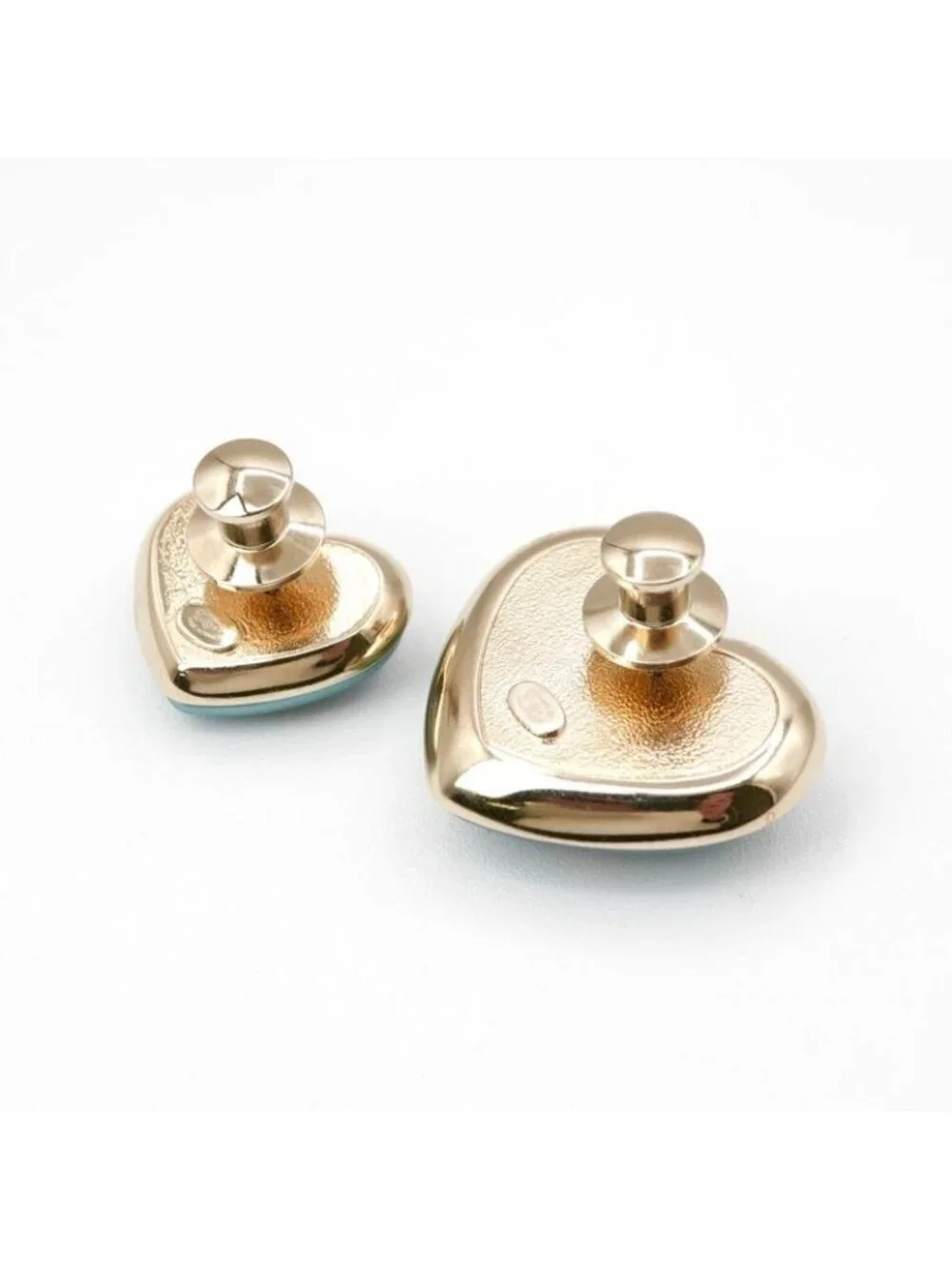 Chanel Brooch Corsage Blue Gold Pin Heart Rhinestone Set Of 2